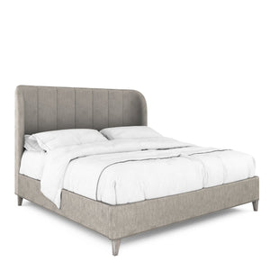 A.R.T. Furniture Vault Elegant Bed With Fancy Face Veneer Headboard And Plinth Base In Stylish Mink Finish Gray Parawood Solids,Foam,Fabric 285126-2354