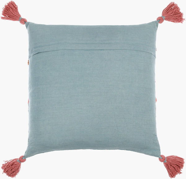 Surya Hannah Kate Hkt-001 Elegant 18" Accent Pillow - Luxurious Cotton Design For Stylish Living Spaces Dusty Blue Cotton,Cotton Hkt001-1818d