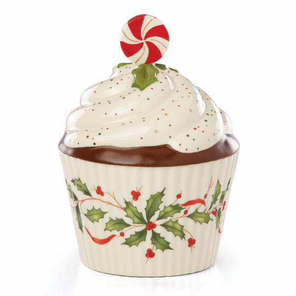 Lenox Hosting The Holidays Bakeshop Cu Pieceake Candy Dish Red & Green, IVORY PORCELAIN 886642