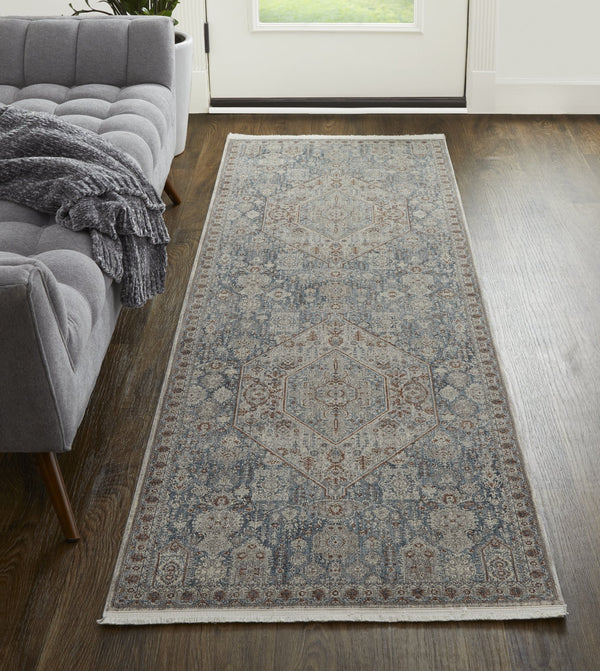 Feizy Rugs Marquette Medallion Rug – Elegant Power-loomed Design, Stain-resistant, Easy Care For High Traffic Areas Blue,Ivory Polyester,Acrylic Mrq39gufblugryi8b