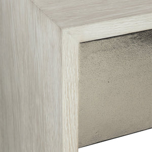 Bernhardt Bernhardt Lowe Nightstand In Jicama White Oak With Nickel Aluminum Accents, Push-Open Drawer, Safe Design 305228