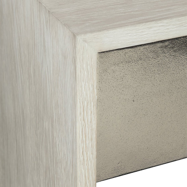 Bernhardt Bernhardt Lowe Nightstand In Jicama White Oak With Nickel Aluminum Accents, Push-Open Drawer, Safe Design 305228