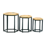 Christopher Knight Home® - Noble House - Morella Modern Industrial Handcrafted Mango Wood Nested Side Tables (Set of 3), Natural and Black