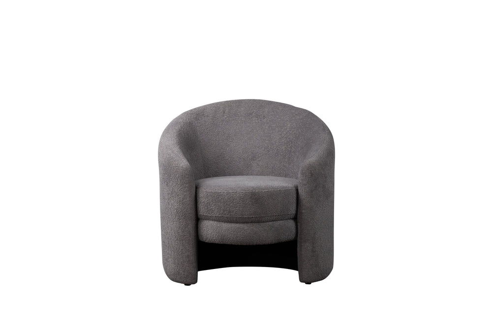 Porter Designs Porter Leo Boucle Fabric Accent Chair In Stylish Gray - Modern Small Space Seating Solution Gray Fabric 01-168-06-3576