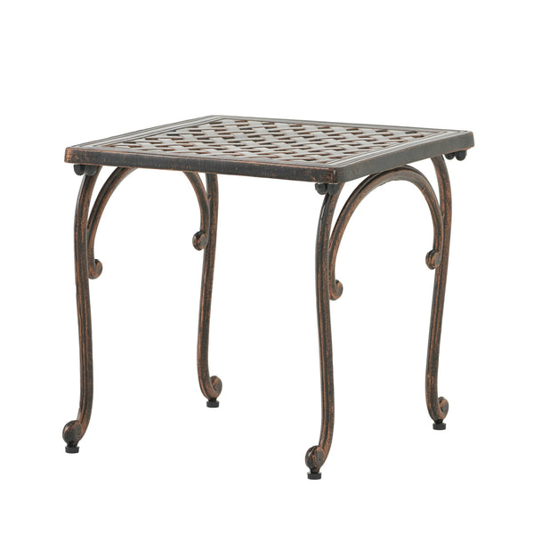 English Elm Laughlin Cast Aluminum Outdoor End Tables Antique Copper Patina Old World Patio Set 54043.00