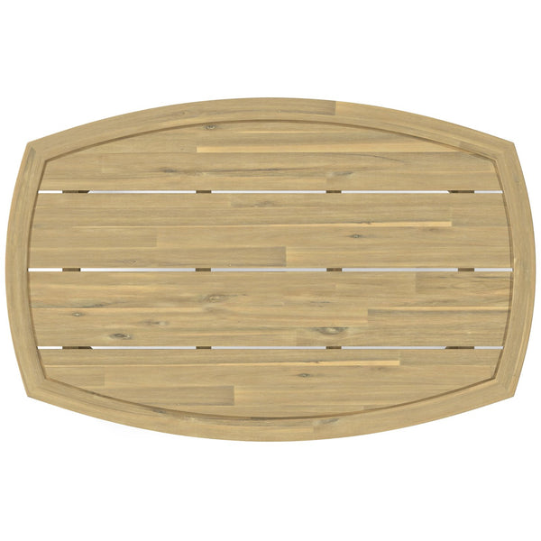 English Elm Parkside Handcrafted Outdoor Coffee Table in Light Teak – Solid Acacia, Slatted Top, Durable Style B136P159370