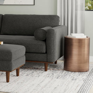 English Elm Corbin Handcrafted Metal Side Table in Antique Copper Finish — Industrial Round Cylinder End Table, 16" diameter x 21" high Bronze B136P158994