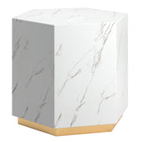 Homelegance By Top-Line Blaise Faux Marble End Table with Casters White Marble