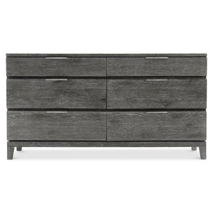 Bernhardt Bernhardt Menton Dresser In Sutton Rustic Oak With Six Drawers, Dark Graphite Pulls, Solid Base 352052