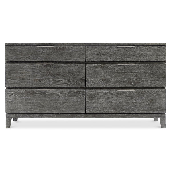 Bernhardt Bernhardt Menton Dresser In Sutton Rustic Oak With Six Drawers, Dark Graphite Pulls, Solid Base 352052