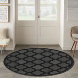 Nourison Easy Care NES01 Machine Made Flat Weave Solid Border Indoor/Outdoor Modern Outdoor Rug Charcoal Black, Charcoal Black 84% Polypropylene,16% Polyester 99446934833