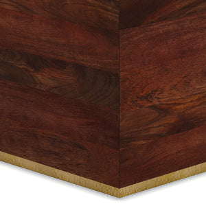 English Elm Abba Square Coffee Table - Handcrafted Cognac Brown Mango Wood With Brass Trim For Elegant Living B136P158265