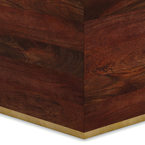English Elm Abba Square Coffee Table - Handcrafted Cognac Brown Mango Wood With Brass Trim For Elegant Living B136P158265