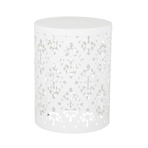English Elm Metal Nesting End Table Set of Two with Floral Iron Cut Design for Living Room White 73604.00WHI