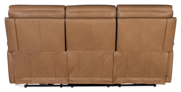 Hooker Furniture Lyra Zero Gravity Recliner Sofa With Power Headrest, Lumbar Support, Usb Charging, Cupholder, Top-Grain Leather Light Brown SS608-PHZL3-082