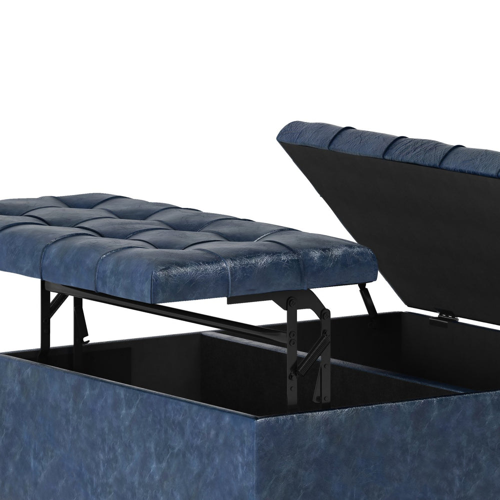 English Elm Harrison Coffee Table Storage Ottoman In Denim Blue - Stylish, Multi-Functional, And Durable Design B136P159143