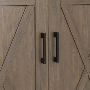 English Elm Ela Smoky Brown Low Storage Cabinet – Handcrafted Solid Wood, Shaker X Doors, Adjustable Shelves, 32" B136P158604