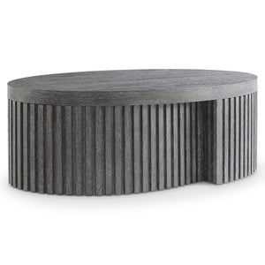 Bernhardt Bernhardt Menton Rustic Modern Oval Cocktail Table With Ribbed Ribbon Base, Sutton Oak Finish (48") 352011