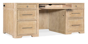Hooker Furniture Retreat Executive Desk In Dune Finish — Oak & Maple Veneer, 7 Drawers, Locking Files, Cable Management 6950-10563-80
