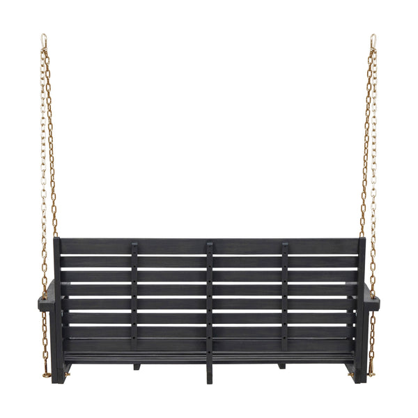 English Elm Tasmania Acacia Hardwood Porch Swing Slatted Outdoor Bench with Hanging Chains 69655.00DGRY