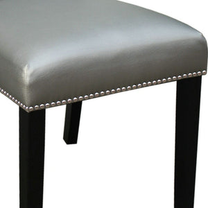 English Elm Steve Silver - Camila Silver PU Dining Chairs (Set of 2) - Stylish Faux Leather, Nailhead Trim, Floor Glides, 41.75" B081P157868