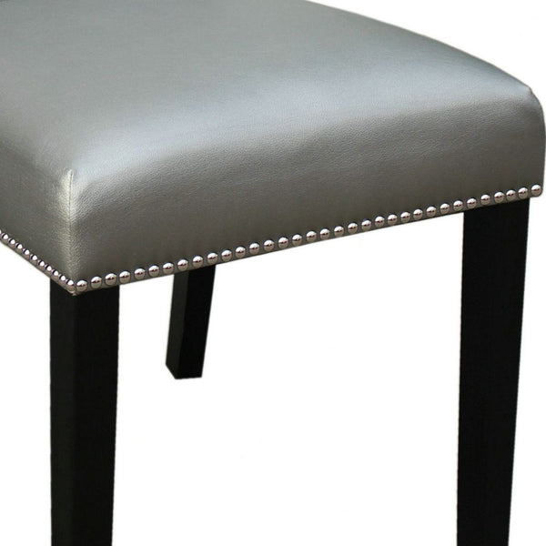English Elm Steve Silver - Camila Silver PU Dining Chairs (Set of 2) - Stylish Faux Leather, Nailhead Trim, Floor Glides, 41.75" B081P157868