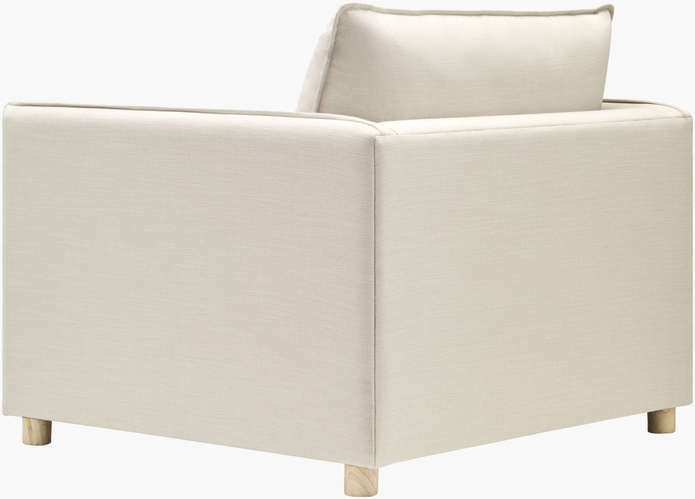 Surya Holliston Accent Chair - Cozy 32"H X 42"W X 39"D With Elegant Design, Durable Wood Base & Easy Care Upholstery, Light Beige,Base, Brown Polyester,Rubber Wood,Polyester Wrapped Foam,Polyester,Polyfill Hltn001-323942