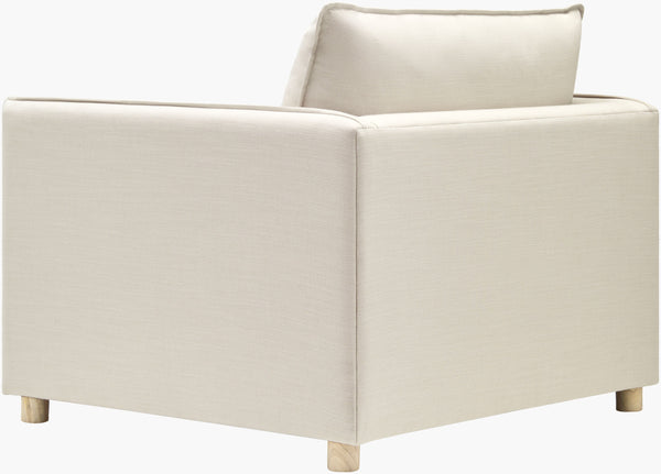 Surya Holliston Accent Chair - Cozy 32"H X 42"W X 39"D With Elegant Design, Durable Wood Base & Easy Care Upholstery, Light Beige,Base, Brown Polyester,Rubber Wood,Polyester Wrapped Foam,Polyester,Polyfill Hltn001-323942