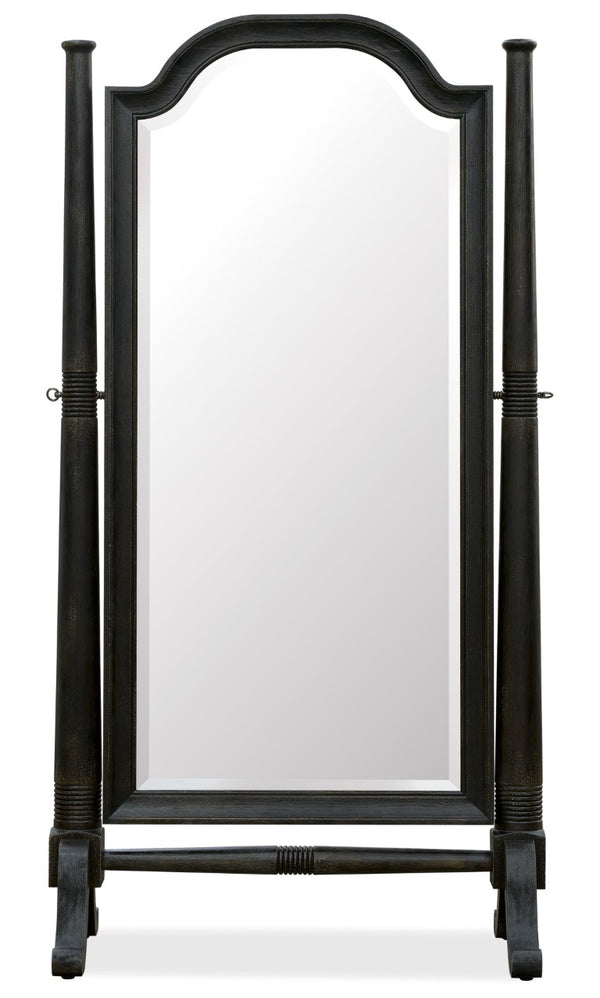 Hooker Furniture Americana Tilting Floor Mirror With Beveled Glass, Hand-Carved Posts, Distressed Daisy Oak Finish Blacks 7050-50001-89