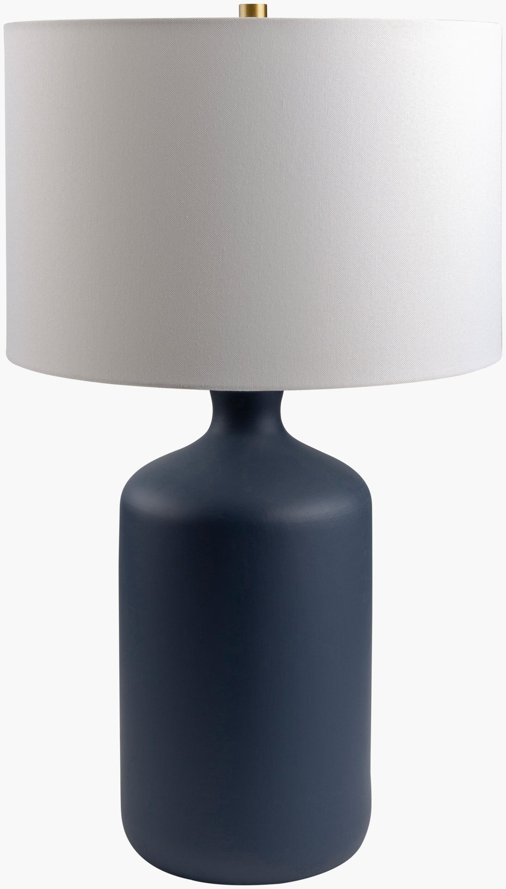 Surya Helix Ceramic Accent Table Lamp – 27"H Country Cottage Style With Soft Linen Shade For Warm Glow Body, Blue,Shade, White,Finial, Metallic ,Brass,Harp, Metallic ,Brass,Cord, Translucent Ceramic,Linen,Iron Hlx-002