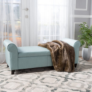 English Elm Hayes Upholstered Storage Bench with Rolled Arms for Entryway Bedroom or Living Room 57735.00LBL