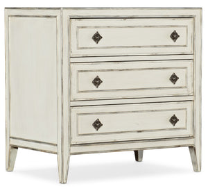 Hooker Furniture Sanctuary Anastasie Nightstand With Cedar Drawer, Built-In Usb & Lighting, Blanc Champagne Trim (30") 5865-90216-02