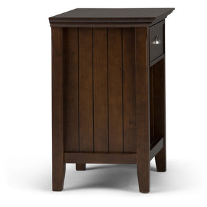 English Elm Acadian Handcrafted Bedside Table in Brunette Brown - Solid Wood, Drawer & Open Storage, Transitional Design B136P159417