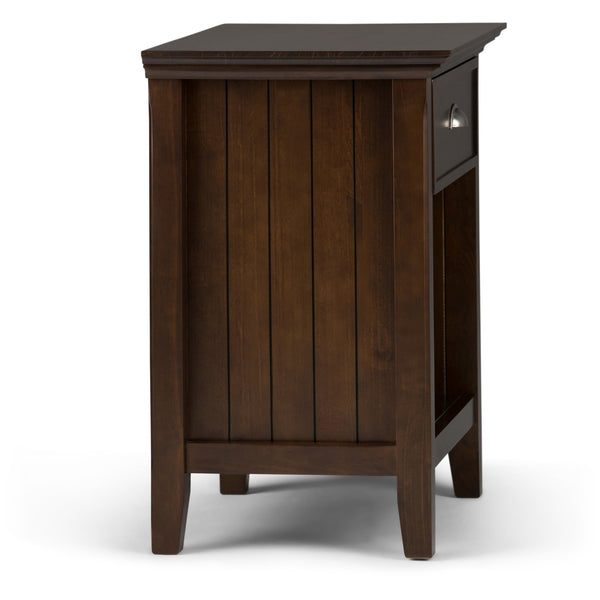English Elm Acadian Handcrafted Bedside Table in Brunette Brown - Solid Wood, Drawer & Open Storage, Transitional Design B136P159417