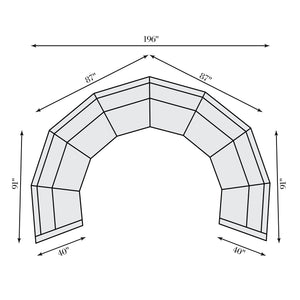 Bernhardt Bernhardt Crescent Soleil 4-Piece Fabric Sectional — 196" W Sculptural Midcentury Pit Sofa, Custom Upholstery - Made to Order K2207
