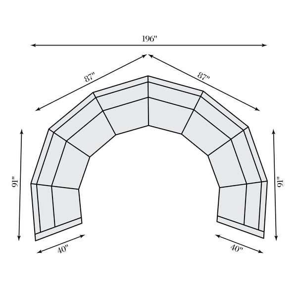 Bernhardt Bernhardt Crescent Soleil 4-Piece Fabric Sectional — 196" W Sculptural Midcentury Pit Sofa, Custom Upholstery - Made to Order K2207