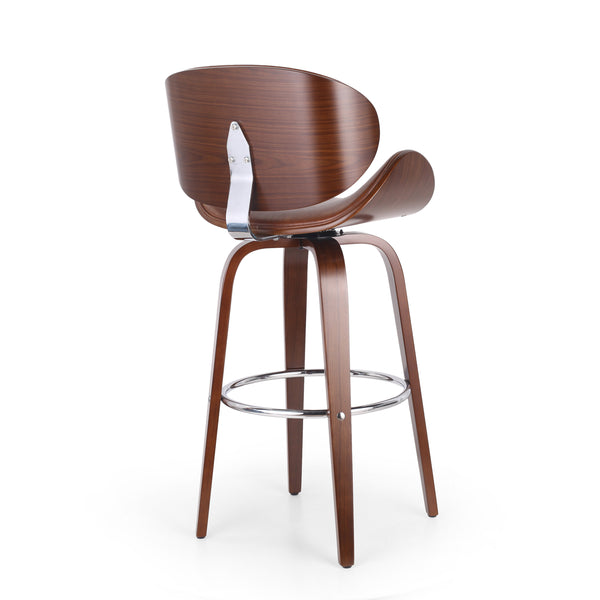 English Elm Christopher Knight Home® - 30" Mid-Century Modern Upholstered Swivel Barstool with Beech Frame, Concave Seat, Easy-Clean Leather Finish Brown 67493.00PUCOGN