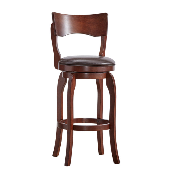 Homelegance By Top-Line Beckham 29-Inch High Back Swivel Bar Stool Brown Rubberwood