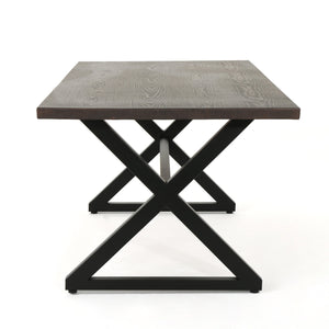 English Elm Rolando Outdoor Aluminum Dining Table with X-brace Steel Frame for Patio Gatherings 61625.00TBRN