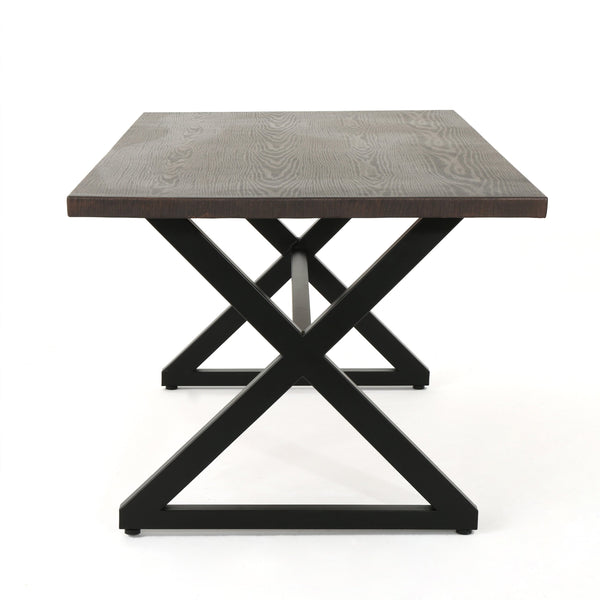 English Elm Rolando Outdoor Aluminum Dining Table with X-brace Steel Frame for Patio Gatherings 61625.00TBRN