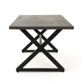 Christopher Knight Home® - Noble House - Rolando Outdoor Brown Aluminum Dining Table With Black Steel Frame