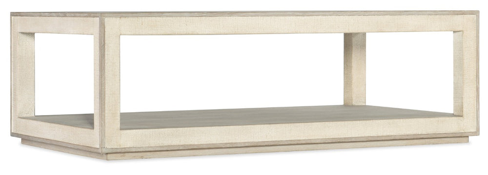 Hooker Furniture Cascade Rectangle Cocktail Table With Oak Burlap Finish, Distressed Taupe Top, Casters For Mobility 6120-80110-80