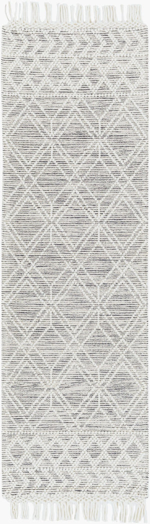 Livabliss Hemingway Flatweave Wool Blend Area Rug Global Pattern Fringe Border Living Room Accent Cream, Black 2'6" x 8' HMG2300-268