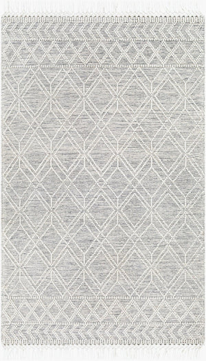 Livabliss Hemingway Flatweave Wool Blend Area Rug Global Pattern Fringe Border Living Room Accent Cream, Black 10' x 14' HMG2300-1014