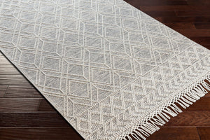Livabliss Hemingway Flatweave Wool Blend Area Rug Global Pattern Fringe Border Living Room Accent Cream, Black 10' x 14' HMG2300-1014
