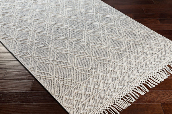 Livabliss Hemingway Flatweave Wool Blend Area Rug Global Pattern Fringe Border Living Room Accent Cream, Black 10' x 14' HMG2300-1014