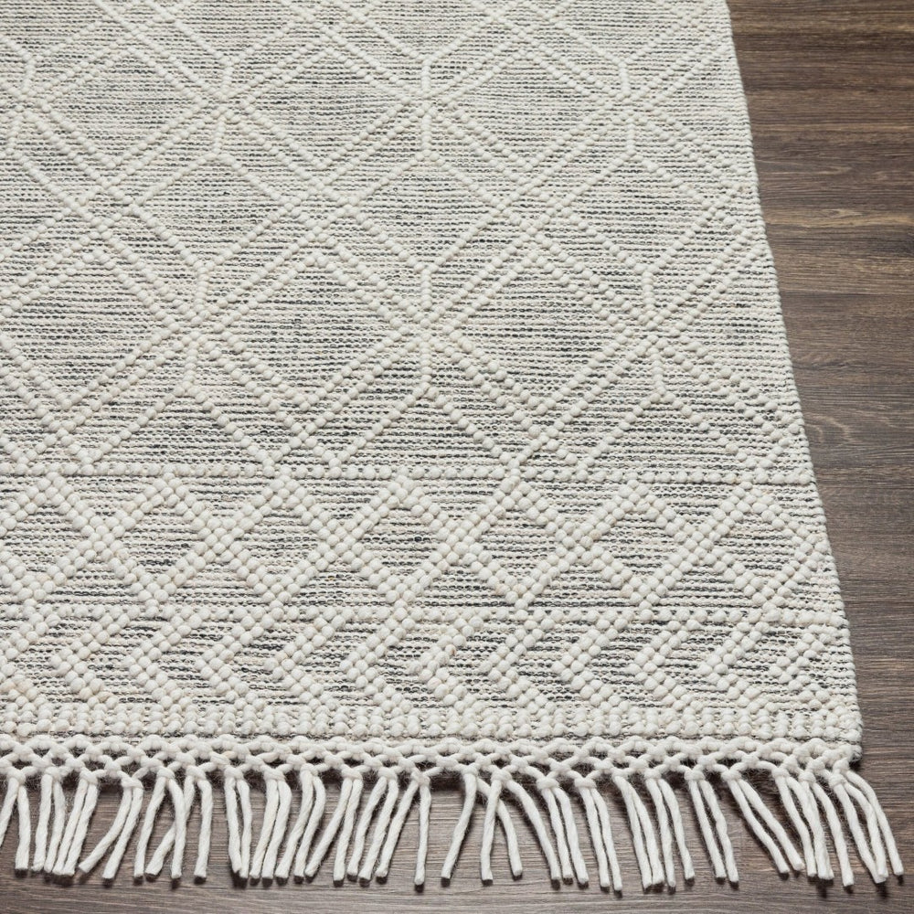 Livabliss Hemingway Flatweave Wool Blend Area Rug Global Pattern Fringe Border Living Room Accent Cream, Black 10' x 14' HMG2300-1014