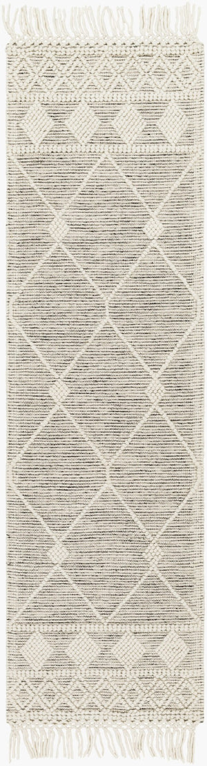 Livabliss Hemingway Flatweave Wool Blend Rug Handwoven Fringed Global Artisan Floor Accent Ivory, Black 2' x 5' HMG2301-25