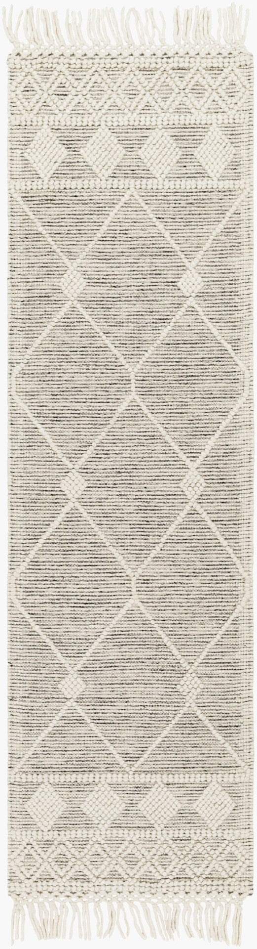Livabliss Hemingway Flatweave Wool Blend Rug Handwoven Fringed Global Artisan Floor Accent Ivory, Black 2' x 5' HMG2301-25
