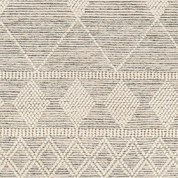Livabliss Hemingway Flatweave Wool Blend Rug Handwoven Fringed Global Artisan Floor Accent Ivory, Black 5' x 8' HMG2301-58